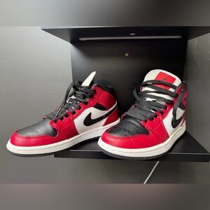 Jordan 1 Kids High-Top Sneakers in Red, Black & White
